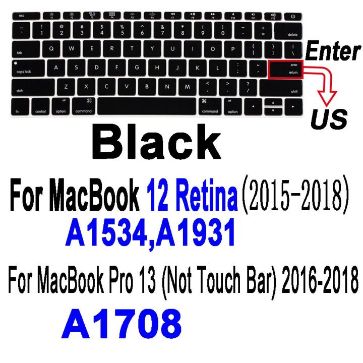 us-version-english-characters-laptop-keyboard-film-for-macbook-air-pro-12-13-15-a2141-a2338-a2337-black-silicone-keyboard-cover-keyboard-accessories