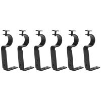 6Pcs Black Color Adjustable Curtain Rod Brackets Premium Steel Rod Bracket For Walls Curtain Rod Holder