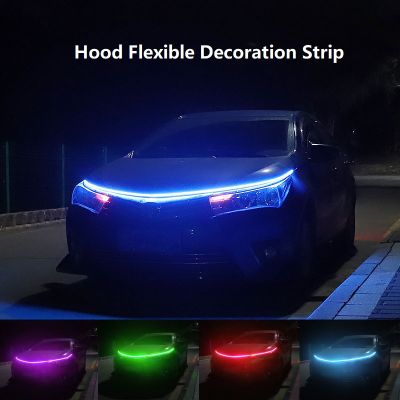 Led Car Hood Light Strip Waterproof Flexible White Decoration Backlight Engine Cover Auto Ambient Atmospere Lamp Universal 12V