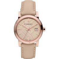 [100% Authentic] Burberry BU9109 BU9131  -34mm The City Beige Leather Strap Womens Watch