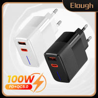 Elough 100W ที่ชาร์จที่ชาร์จไฟรวดเร็ว USB PD อะแดปเตอร์ชาร์จเร็ว5.0 USB Type C ที่ชาร์จสำหรับ iPhone 14 13 Pro Max Samsung Xiaomi Huawei