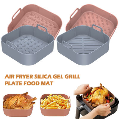 2ชิ้นพร้อมที่จับหม้อซิลิโคนหม้อทอด Air Fryer นำมาใช้ใหม่ได้หม้อทอด Air Fryer ไลเนอร์ทนความร้อนได้หม้อทอด Air Fryer กระทะอบแบบซิลิโคนหม้อทอด Air Fryer หม้อทอด Air Fryer S Liner