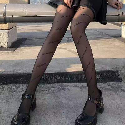 ถุงเท้าสีดำ เซ็กซี่สำหรับผู้หญิงบางตัวอักษรถุงเท้า Anti Tick ถุงเท้าตัวอักษร Romper