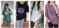 ZY SHOP???ใหม่เสื้อยืดแขนสั้น เสื้อยืดแฟชั่น สไตล์เกาหลี   เสื้อยืดใส่สบาย มีให้เลือก4สีนะคะ???