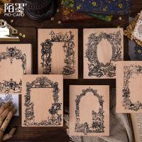 Vintage Plant Picture Frame Label Decoration Stamp Wooden Rubber Stamps for Scrapbooking Stationery DIY Craft Standard Stamp