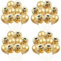 【LZ】✎☌△  Balão de confete ouro preto 30 40 50 60 anos festa de aniversário 30 50 ° decoração de festa adultos globos de ar