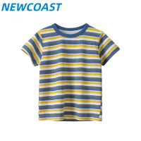 NewCoast เสื้อยืดเด็กผู้ชายเสื้อยืดลายเด็ก,เสื้อยืดผ้าฝ้ายแบบเย็บแขนสั้นลายทาง