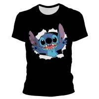 2023 NEW2021New ฤดูร้อนแขนสั้น Lilo &amp; Stitch T เสื้อผู้ชายผู้หญิงพิมพ์3D เสื้อยืดการ์ตูนอะนิเมะ streetwee ตลก O-Neck Tops TES