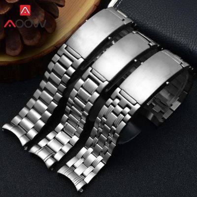 ◎✥ 18 มม. 20 มม. Solid Stainless Steel Strap Curved End Buckle Men Metal Replacement Watch Band Bracelet for Omega Seamaster