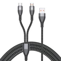 USB 1อิน2จาก Android + Type-C สายชาร์จ Nylon Braide Power สายไฟรองรับการชาร์จอย่างรวดเร็วสำหรับแท็บเล็ตโทรได้