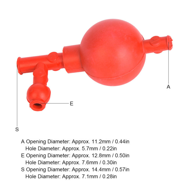 ลูกบอลปิเปตเชิงปริมาณหลอดไฟดูด-bahan-karet-ห้องปฏิบัติการลูกบอลดูดปิเปตที่มีช่องเปิด3ช่องสีแดง