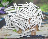 【YF】 50pcs 9x25mm White Mini Color Small Wooden Clips Decorations Paper Photo Spring For Message Cards Household