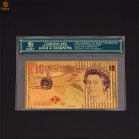 British 24k Gold Banknotes 5 Pounds Colored Gold Foil Money Paper Banknotes Collection in OPP Plastic Bags