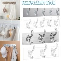 1/3/5/6 Pcs Transparent Strong Self Sticky Hooks/ Wall Mounted Simple Bathroom Kitchen Storage Holder/ Home Office Multifunction Wall Racks