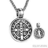 【CW】﹍✴✈  St. Benedict Collar Medal of San Benito Necklace Men Spiritual Mary Pendant