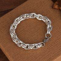 Chrome Heart pure silver high quality silver bracelet womens and mens brand old Japanese and Korean version bracelet