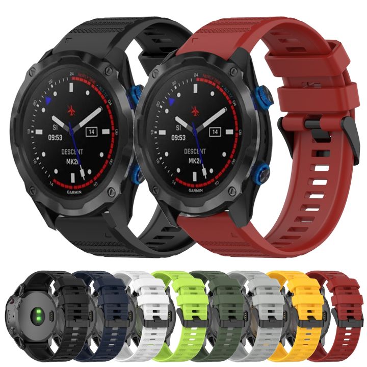 สำหรับ-garmin-descent-mk-2i-สายนาฬิกาข้อมือเนื้อซิลิโคนแนวนอน26มม-พร้อมอุปกรณ์กำจัด-สีดำ