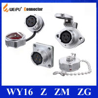 Original Weipu Connector WY16 Z ZM ZG ซ็อกเก็ตหญิง2 3 4 5 7 9 10 Pin รอบด้านหลัง2รูสแควร์หน้าแปลนแผง Mount Socket