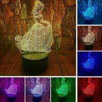 ◇❁☾ Frozen Princess Night Light for Kids 3D Night Lamp 7 Colors Changing Room Decor Gifts for Children Girls Boys