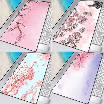 Sakura Gaming Mouse Pad Flower Big XXL Spring Printed Anime Cherry Blossoms Mice Mats with Softy Natural Rubber Locked Edge for Gamers Desk Pad
