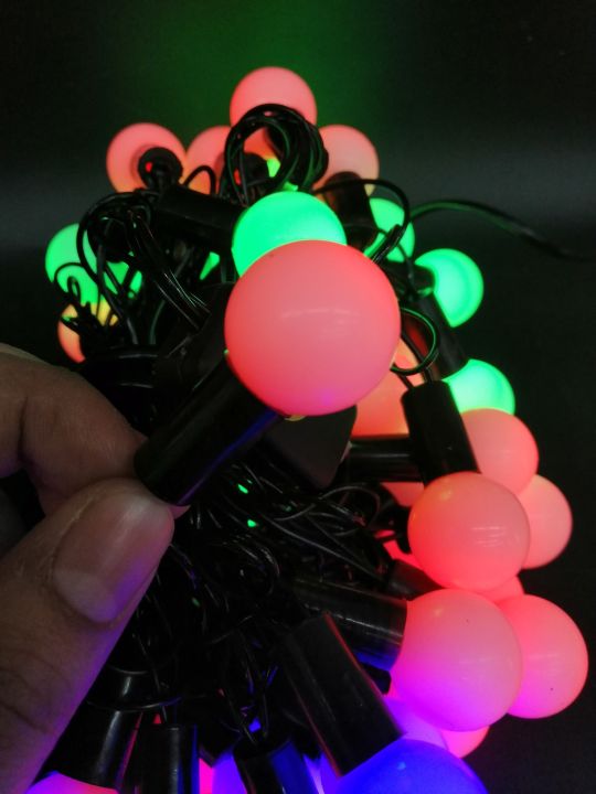 christmas-light-led-ไฟกระพริบได้-50-ดวง-ไข่ปลาใหญ่-กระพริบหลากสี-1-จังหวะ-สายยาว-9-เมตร-ใช้ไฟบ้าน220v-กันน้ำกันฝน