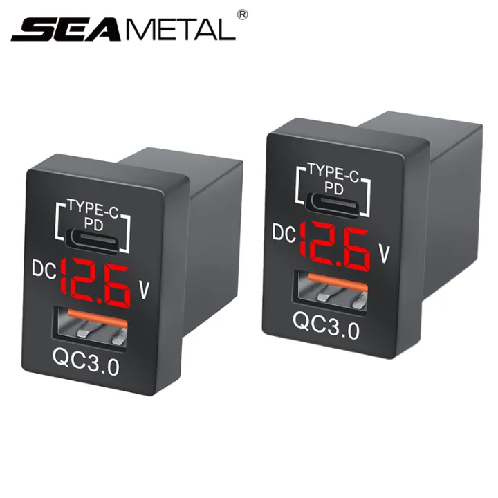 SEAMETAL Multifunction Toyota Car Charger with Voltage Display Dual