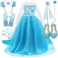 【CW】 Dresses Snow Costume Birthday Clothing With Cloak Wig Vestido XH28