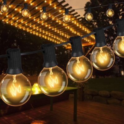 Patio String Light G40 Globe Festoon Lights Outdoor Fairy Light Retro Street Garland For Wedding Garden Backyard Decoration Power Points  Switches Sav