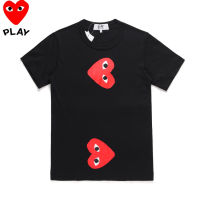 COMME Des Garcons ดั้งเดิมเสื้อยืดสีดำแขนสั้นผ้าฝ้ายคอกลมหลวมและใส่สบายสำหรับทั้งหญิงและชายแขนสั้นเสื้อยืดแฟชั่นเสื้อยืดลำลองอเนกประสงค์