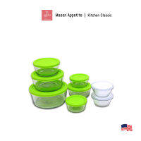 240479 Kitchen Classic 16Pc Glass Round Storage Set With Lids ชุดชามแก้วเทมเปอร์กลมพร้อมฝาพลาสติก