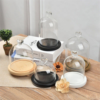 2021Glass Dome Bell Jar Cloche Display Jar With Wooden Base Dust Cover Home Decor Bedroom Desk Ornaments For Home Christmas Party