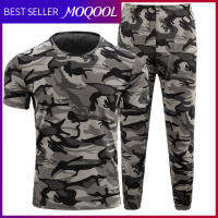 MOQOOL ฤดูร้อนชายน้ำแข็งผ้าไหมอำพรางยืดสูทแห้งเร็วบวกแขนสั้นลำลอง Legging Workwear