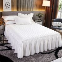 White Thicken Quilted Princess Bedding Bed Skirt Pillowcases With Cotton Winter Warm Bedspread Mattress Cover 1/3pcs Bed Sheet