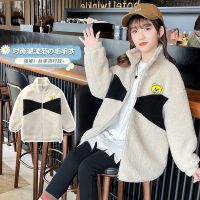 [COD] 2022 New Girls Wool Sweater and Thickened Medium Big Boys Korean Version Color Matching Label Coat