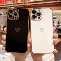 325วังฮีขายดี - / Electroplated Soft Love Heart เคสโทรศัพท์สำหรับ iPhone 11 13 12 Pro Max XS X XR 7 8 Plus Mini SE 2020เคสซิลิโคนฝาครอบกันชน