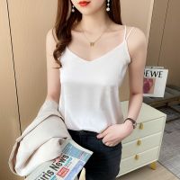 [COD] Camisole womens summer V-neck outer real silk satin self-cultivation Korean version sleeveless top bottoming