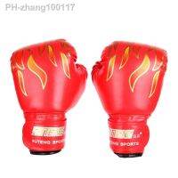 1 Pair Children Boxing Gloves Sponge PU Hand Protector Kids Fire Printed Breathable Built-in Fitness Training Sportswear