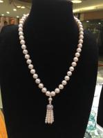 Hot sell new product natural 9-10mm white freshwater pearl necklace with short tassel necklace fashion jewelry