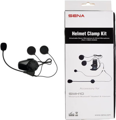 Sena Motorcycle Bluetooth Headset/Intercom &amp; SMH-A0302 Helmet Clamp Kit with Boom and Wired Microphones for SMH10 Bluetooth Headset, Black