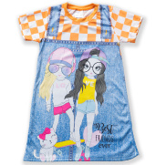 Váy bé gái giả yếm in hình 3D họa tiết vải thun hiệu MIMYKID, đầm cho bé