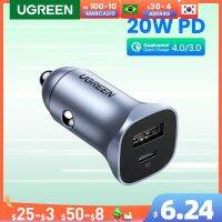 Ugreast ระบบชาร์จเร็ว QC 4.0 3.0สำหรับรถยนต์ Ugreast 20W สำหรับที่ชาร์จ14 13 12ชนิด C