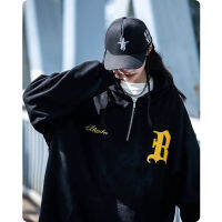 Unisex Hiphop หลวม Hoodies เสื้อ Techwear Patchwork Pullover Suede Applique เย็บปักถักร้อยฤดูใบไม้ร่วงญี่ปุ่น Streetwear Tops