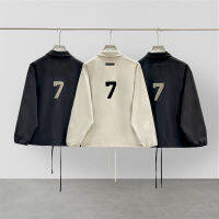 Essentials Season 7 High Street ยี่ห้อเสื้อลำลอง Flocking Number 7พิมพ์โลโก้ Oversize Hip Hop หลวม Unisex แฟชั่น Coat