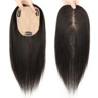 【DT】hot！ 30cm Silk Base Human Hair Toppers Clip In Bangs Fringe Pieces Straight Cover Loss