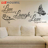 LIZHOUMIL Pvc ตัวอักษรคำภาษาอังกฤษสติกเกอร์ติดผนังแบบสร้างสรรค์สีน้ำสติกเกอร์ลายผีเสื้อถอดออกได้ตกแต่งห้องนอนสำหรับห้องนั่งเล่น