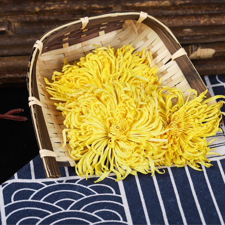 ดอกเบญจมาศสีเหลืองทองติดดอกไม้ใหม่-huangshan-ชาดอกเบญจมาศแพ็คในถุงแยกต่างหากหนึ่งถ้วยสีเหลืองหลวมชาดอกเบญจมาศ-qianfun