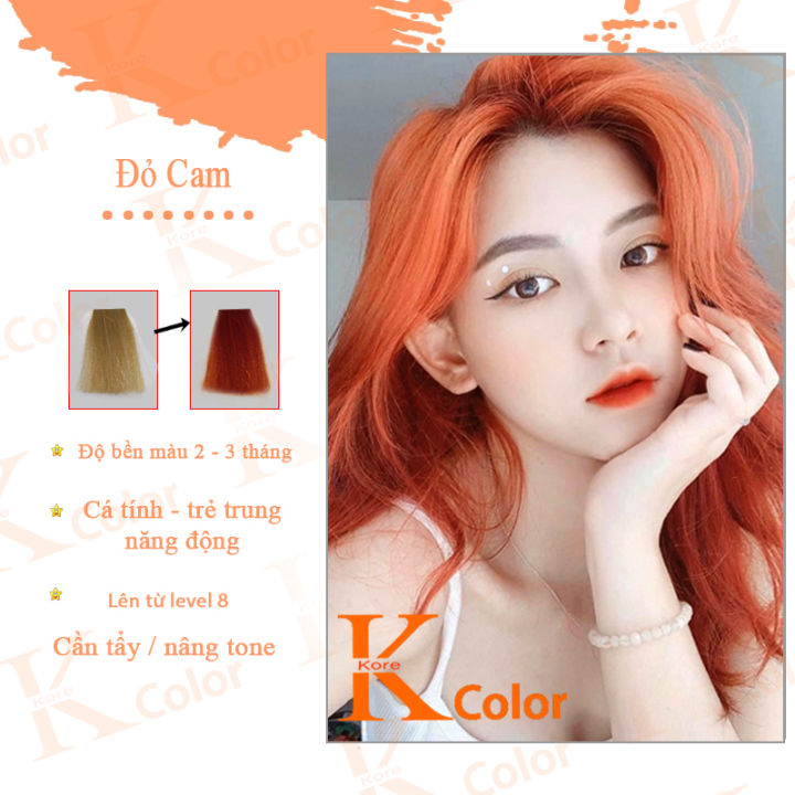 Hãy khẳng định phong cách cá tính của bạn với việc nhuộm tóc màu đỏ cam. Hình ảnh sẽ giúp bạn thấy tóc một màu cực kỳ độc đáo và sáng tạo, chắc chắn sẽ thu hút mọi ánh nhìn cùng sự tự tin cho bản thân.
