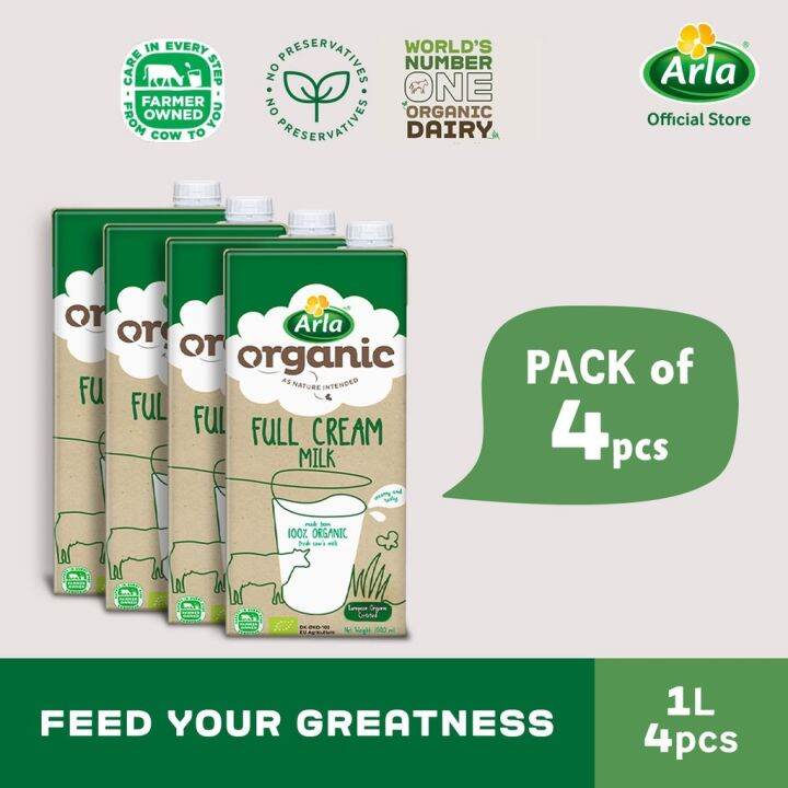 Arla Organic Full Cream Milk 1L 4-Pack | Lazada PH