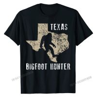 Texas Bigfoot Hunter Shirt, Funny Sasquatch Gift T Shirt Tops Tees Slim Fit Cotton Funny Custom Man