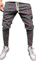 CHARTOU Mens Casual Drawstring Waist Taper Leg Plaid Jogger Harem Sweatpants